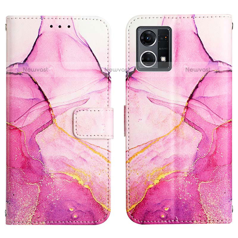 Leather Case Stands Fashionable Pattern Flip Cover Holder Y04B for Oppo F21 Pro 4G