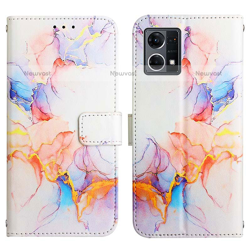 Leather Case Stands Fashionable Pattern Flip Cover Holder Y04B for Oppo F21 Pro 4G