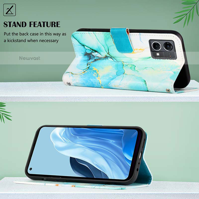 Leather Case Stands Fashionable Pattern Flip Cover Holder Y04B for Oppo F21 Pro 4G