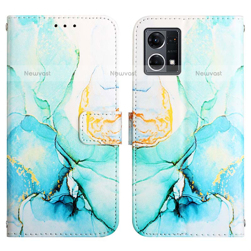 Leather Case Stands Fashionable Pattern Flip Cover Holder Y04B for Oppo F21 Pro 4G Green