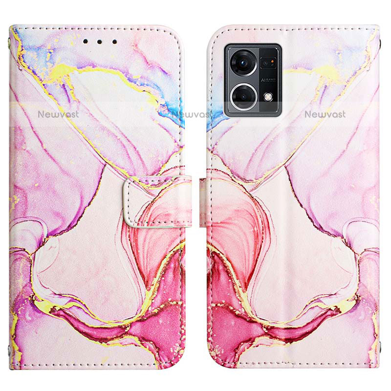 Leather Case Stands Fashionable Pattern Flip Cover Holder Y04B for Oppo F21s Pro 4G