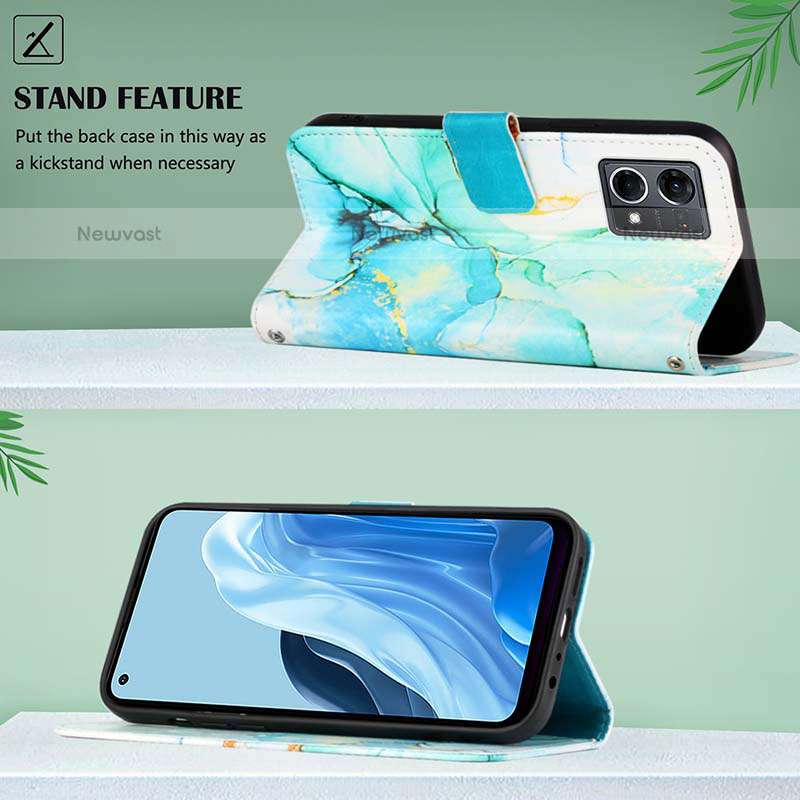 Leather Case Stands Fashionable Pattern Flip Cover Holder Y04B for Oppo F21s Pro 4G