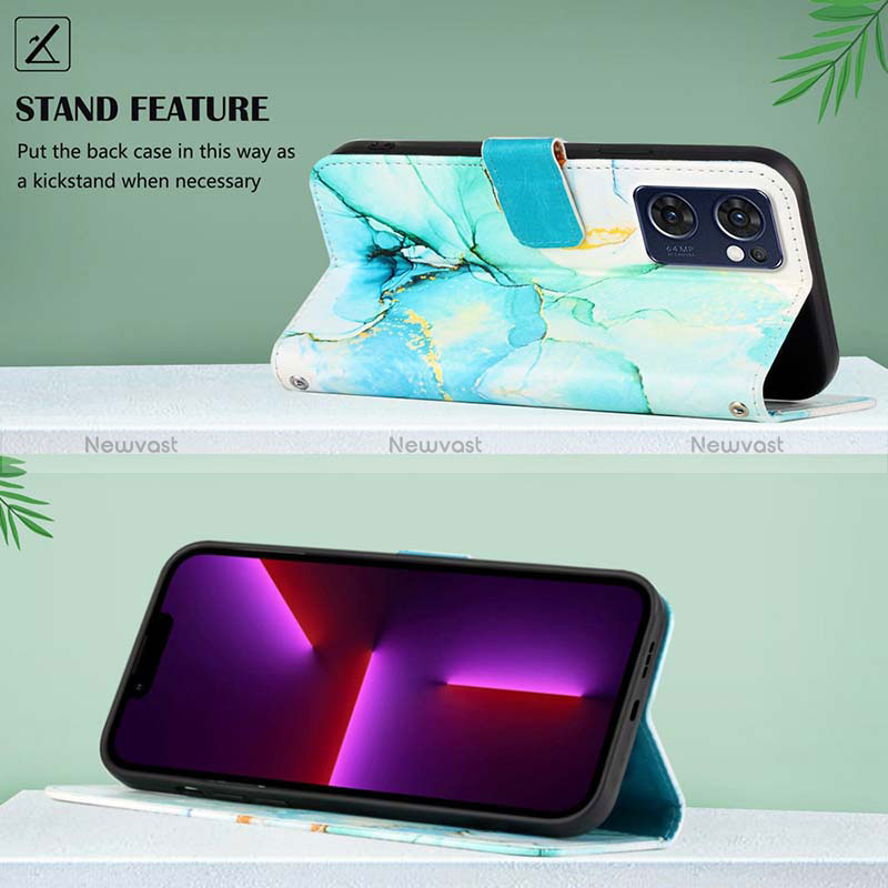 Leather Case Stands Fashionable Pattern Flip Cover Holder Y04B for Oppo Find X5 Lite 5G