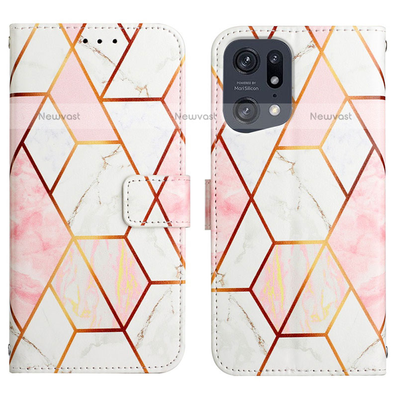 Leather Case Stands Fashionable Pattern Flip Cover Holder Y04B for Oppo Find X5 Pro 5G