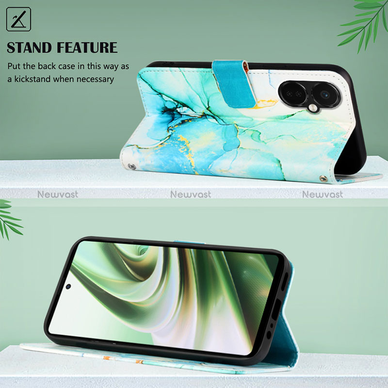 Leather Case Stands Fashionable Pattern Flip Cover Holder Y04B for Oppo K11x 5G