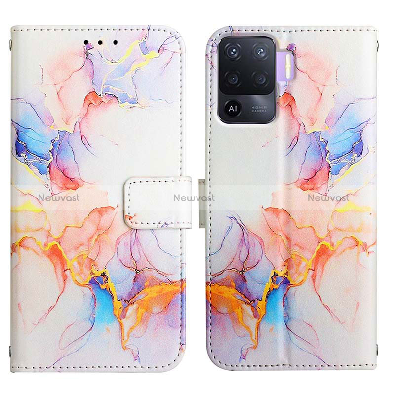 Leather Case Stands Fashionable Pattern Flip Cover Holder Y04B for Oppo Reno5 Lite