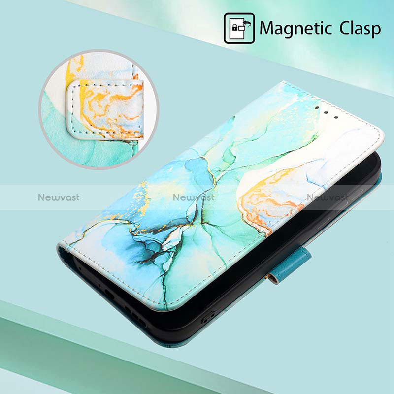 Leather Case Stands Fashionable Pattern Flip Cover Holder Y04B for Oppo Reno6 5G