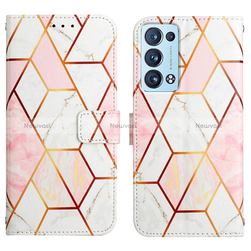 Leather Case Stands Fashionable Pattern Flip Cover Holder Y04B for Oppo Reno6 Pro 5G