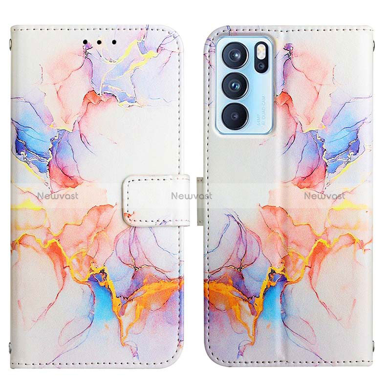 Leather Case Stands Fashionable Pattern Flip Cover Holder Y04B for Oppo Reno6 Pro 5G India