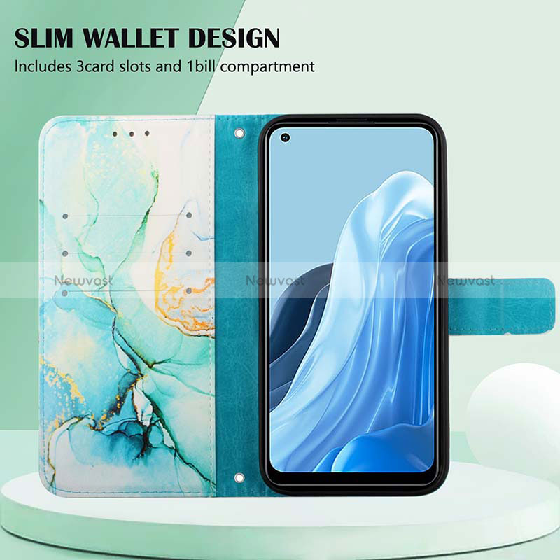 Leather Case Stands Fashionable Pattern Flip Cover Holder Y04B for Oppo Reno7 4G