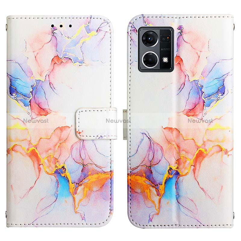 Leather Case Stands Fashionable Pattern Flip Cover Holder Y04B for Oppo Reno8 4G