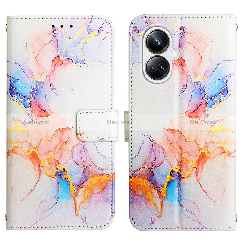 Leather Case Stands Fashionable Pattern Flip Cover Holder Y04B for Realme 10 Pro+ Plus 5G