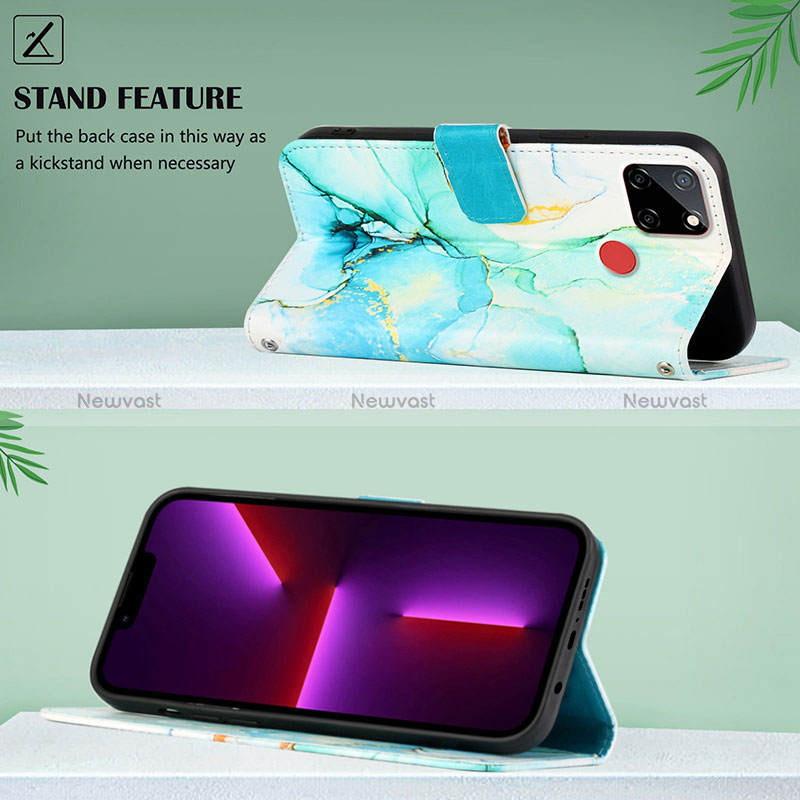 Leather Case Stands Fashionable Pattern Flip Cover Holder Y04B for Realme 7i RMX2193