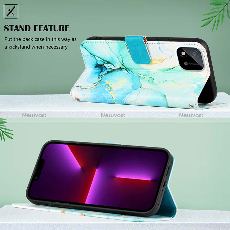 Leather Case Stands Fashionable Pattern Flip Cover Holder Y04B for Realme C20A