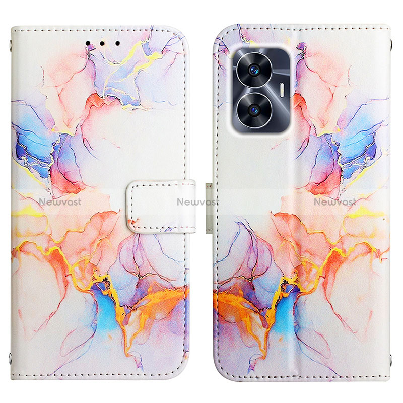 Leather Case Stands Fashionable Pattern Flip Cover Holder Y04B for Realme C55