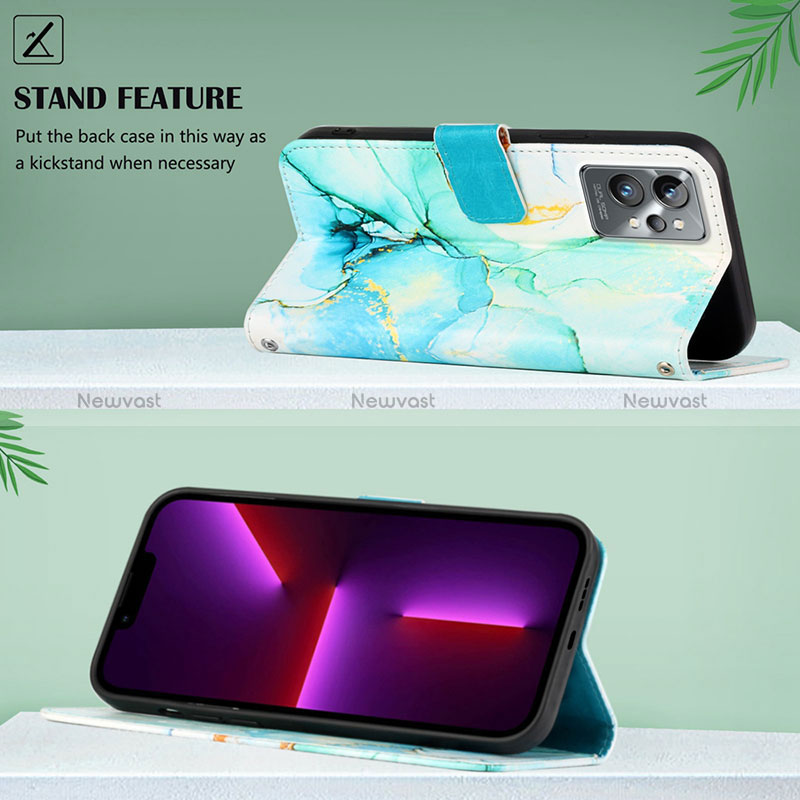 Leather Case Stands Fashionable Pattern Flip Cover Holder Y04B for Realme GT2 Pro 5G