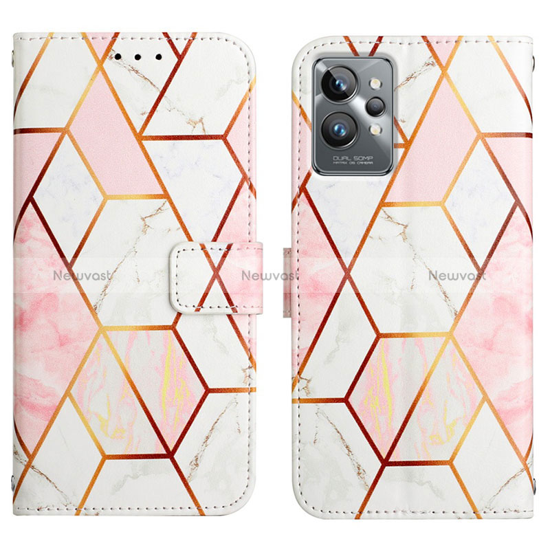 Leather Case Stands Fashionable Pattern Flip Cover Holder Y04B for Realme GT2 Pro 5G White