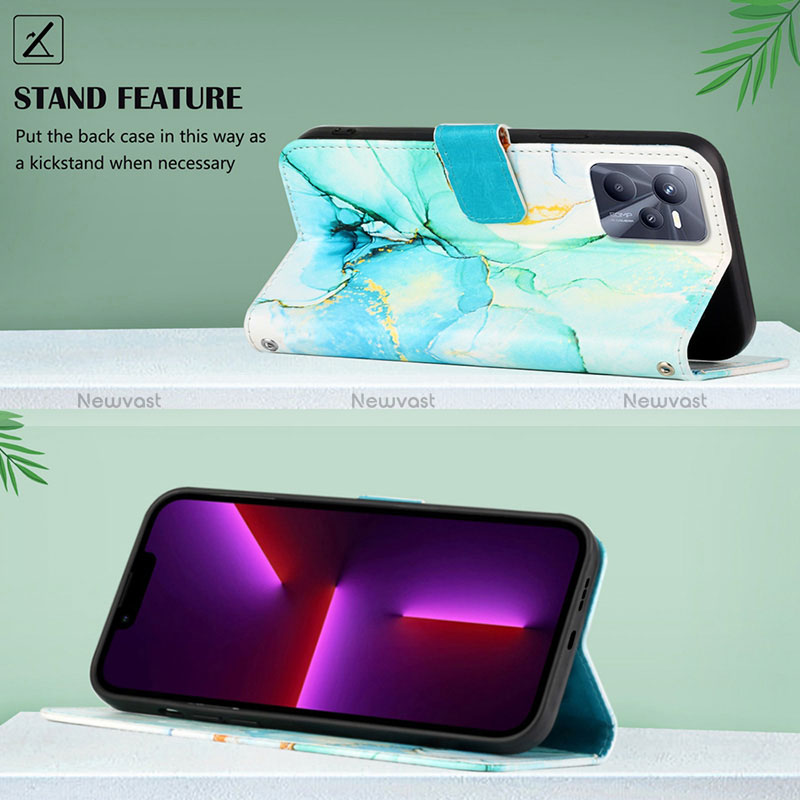 Leather Case Stands Fashionable Pattern Flip Cover Holder Y04B for Realme Narzo 50A Prime