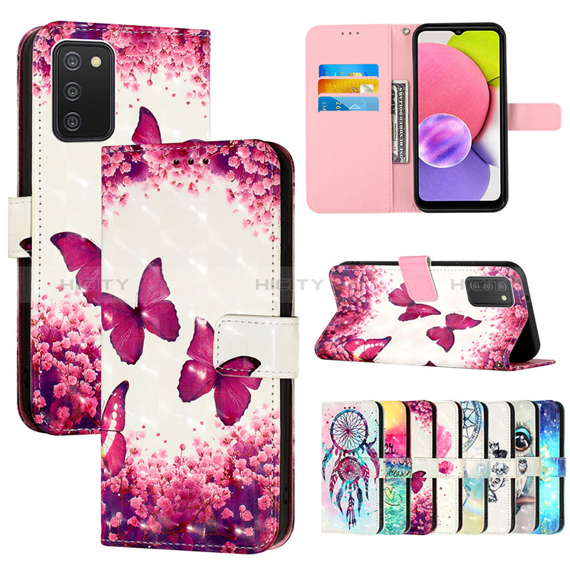 Leather Case Stands Fashionable Pattern Flip Cover Holder Y04B for Samsung Galaxy A03s