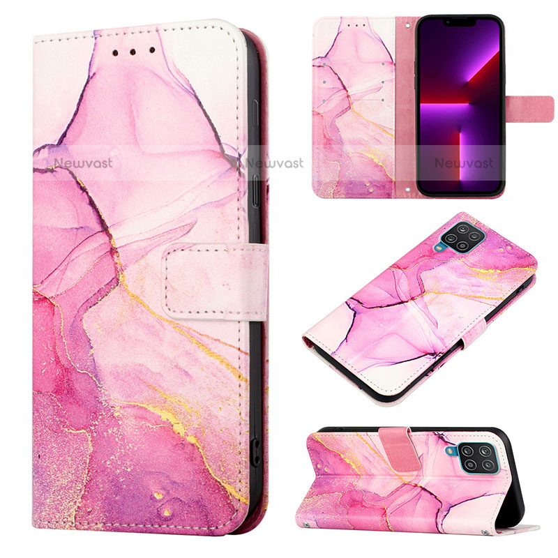 Leather Case Stands Fashionable Pattern Flip Cover Holder Y04B for Samsung Galaxy A12