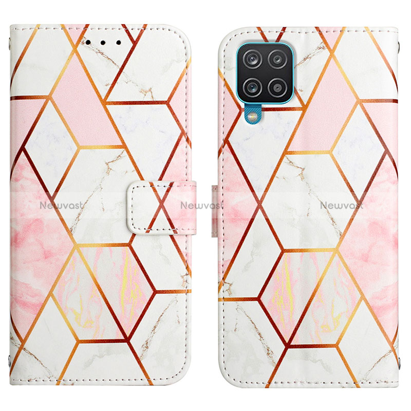 Leather Case Stands Fashionable Pattern Flip Cover Holder Y04B for Samsung Galaxy A12 Nacho