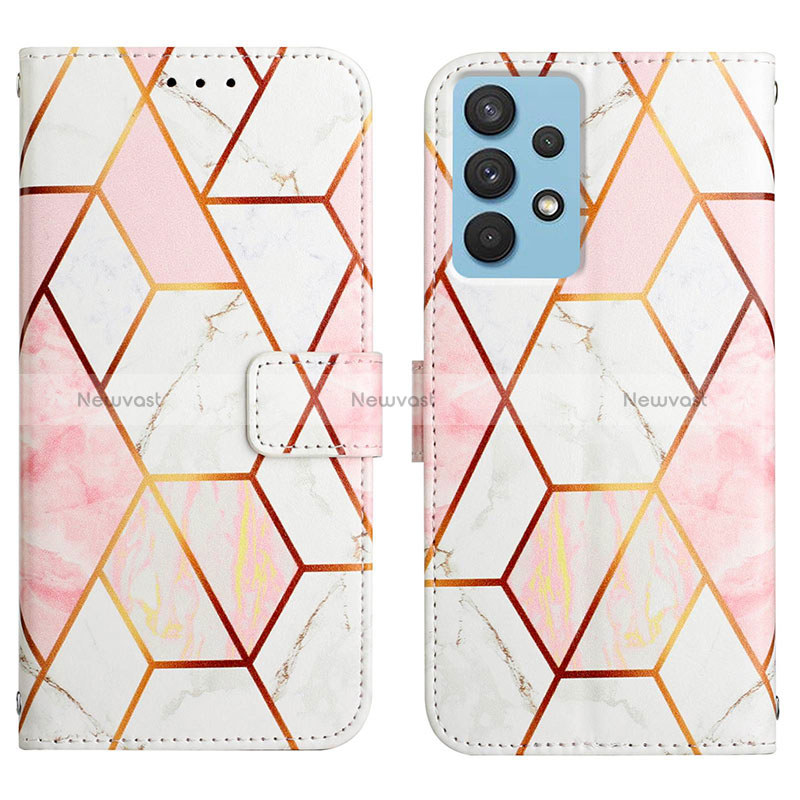 Leather Case Stands Fashionable Pattern Flip Cover Holder Y04B for Samsung Galaxy A13 4G White