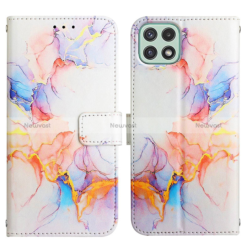 Leather Case Stands Fashionable Pattern Flip Cover Holder Y04B for Samsung Galaxy A22 5G