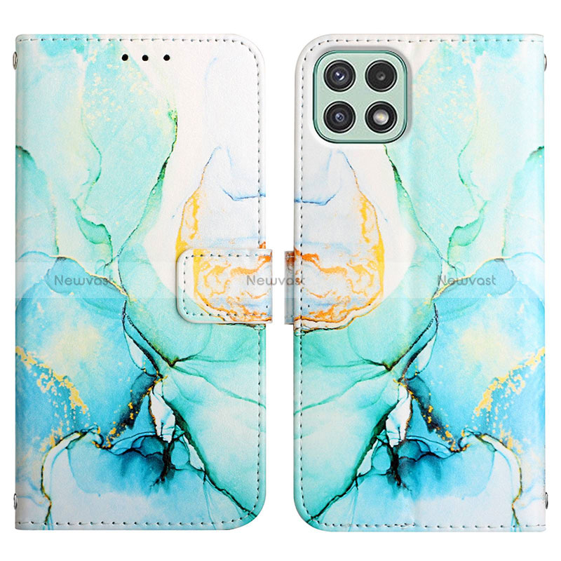 Leather Case Stands Fashionable Pattern Flip Cover Holder Y04B for Samsung Galaxy A22 5G