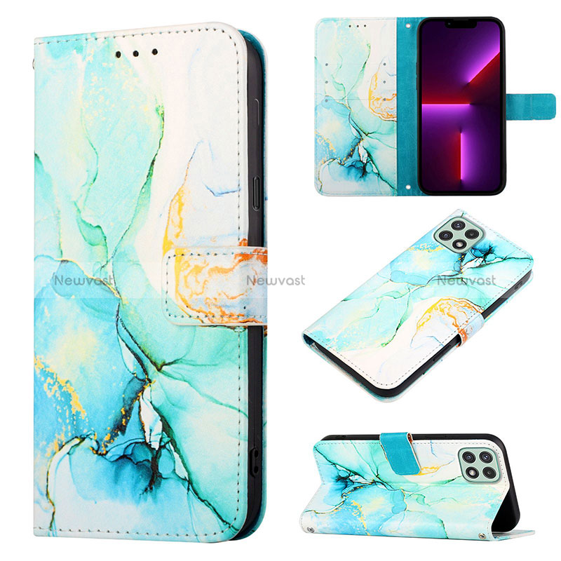 Leather Case Stands Fashionable Pattern Flip Cover Holder Y04B for Samsung Galaxy A22 5G