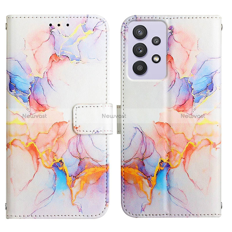 Leather Case Stands Fashionable Pattern Flip Cover Holder Y04B for Samsung Galaxy A32 5G