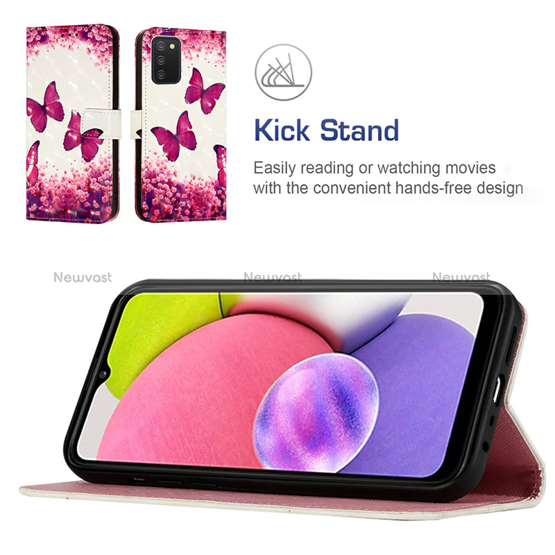 Leather Case Stands Fashionable Pattern Flip Cover Holder Y04B for Samsung Galaxy F02S SM-E025F