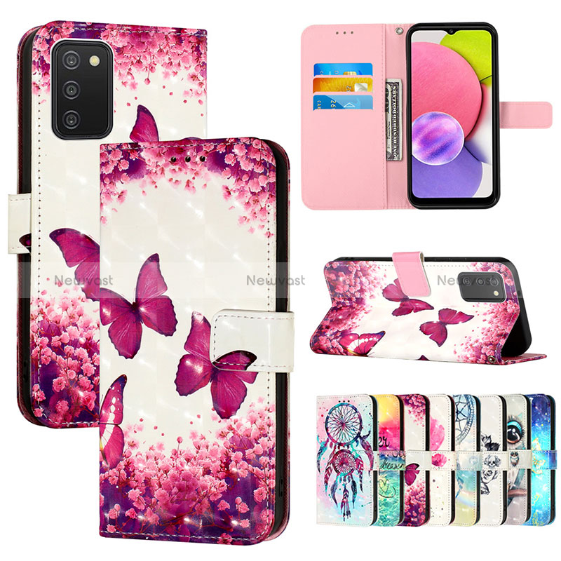 Leather Case Stands Fashionable Pattern Flip Cover Holder Y04B for Samsung Galaxy M02s