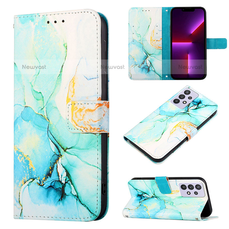 Leather Case Stands Fashionable Pattern Flip Cover Holder Y04B for Samsung Galaxy M32 5G