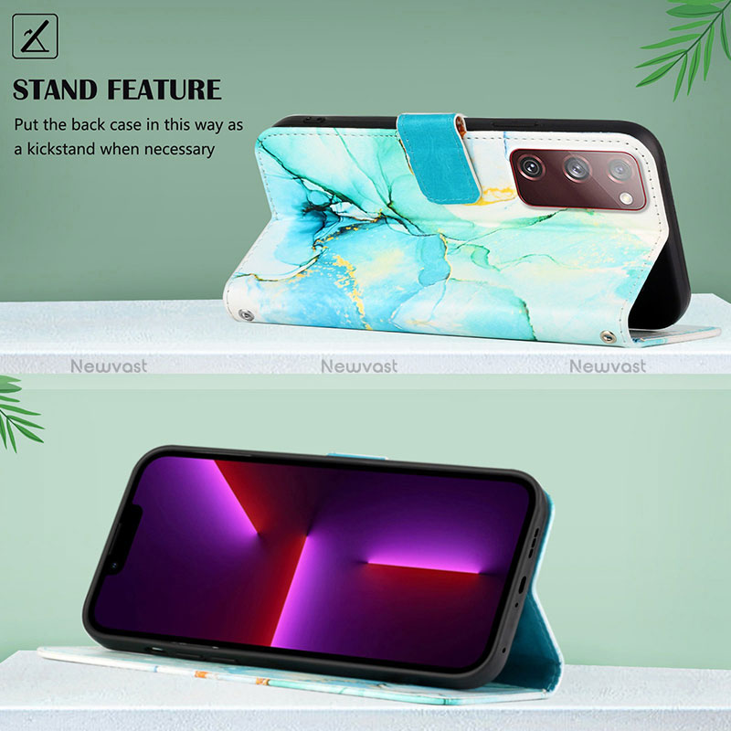 Leather Case Stands Fashionable Pattern Flip Cover Holder Y04B for Samsung Galaxy S20 FE 4G