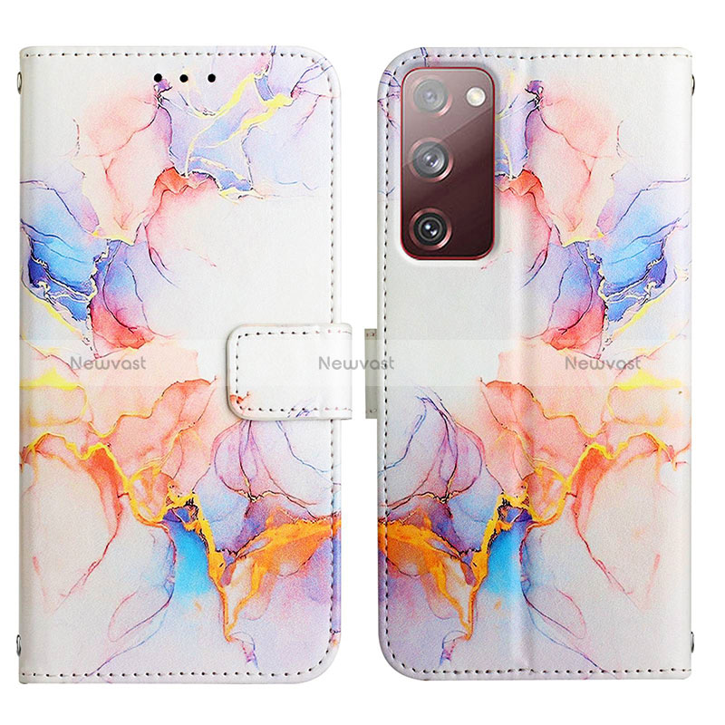 Leather Case Stands Fashionable Pattern Flip Cover Holder Y04B for Samsung Galaxy S20 Lite 5G