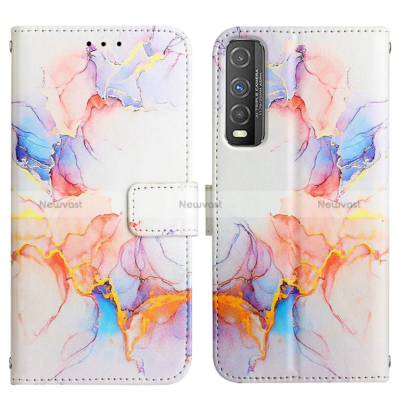 Leather Case Stands Fashionable Pattern Flip Cover Holder Y04B for Vivo iQOO U1 Blue