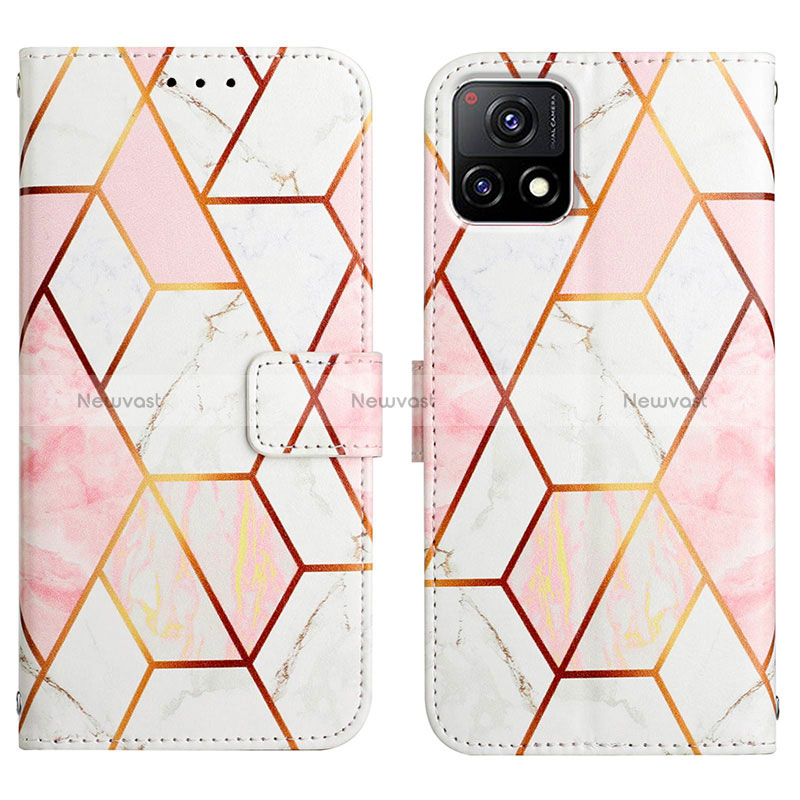 Leather Case Stands Fashionable Pattern Flip Cover Holder Y04B for Vivo iQOO U3x 5G White