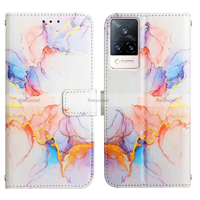 Leather Case Stands Fashionable Pattern Flip Cover Holder Y04B for Vivo V21 5G