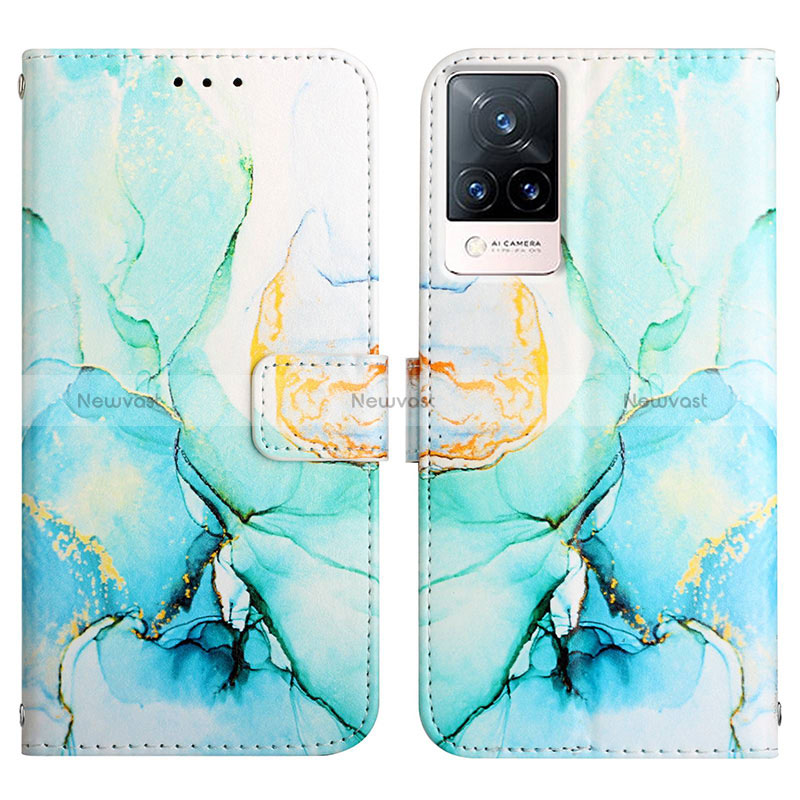 Leather Case Stands Fashionable Pattern Flip Cover Holder Y04B for Vivo V21 5G