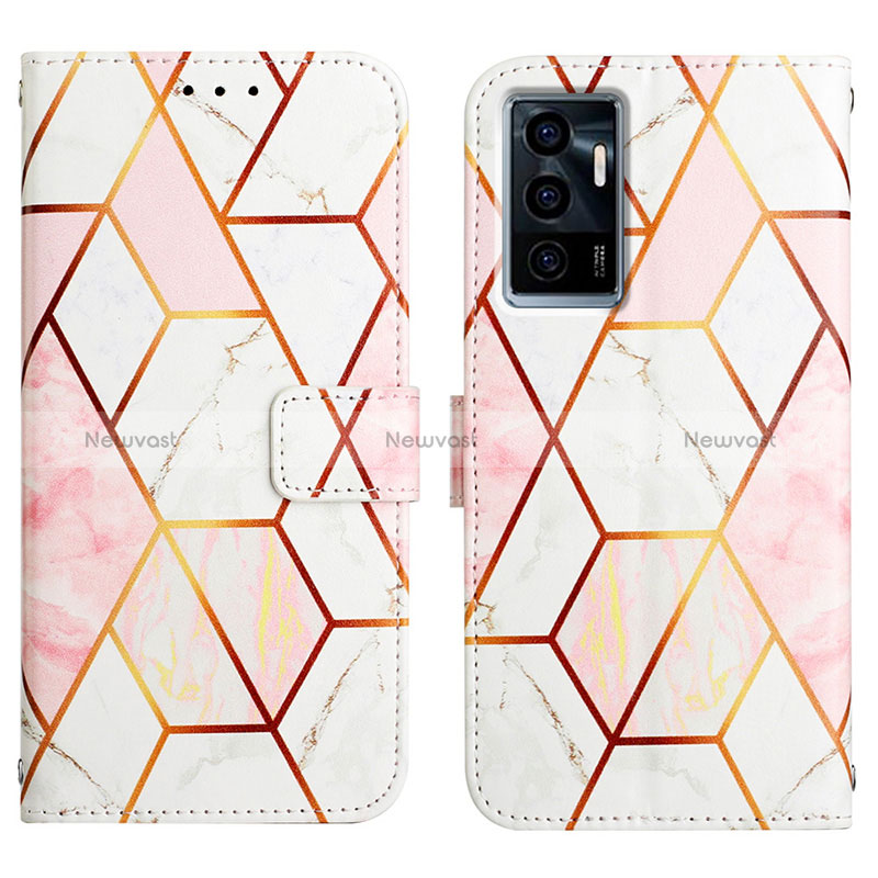 Leather Case Stands Fashionable Pattern Flip Cover Holder Y04B for Vivo V23e 5G