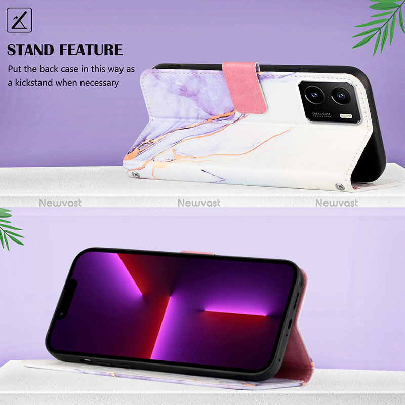 Leather Case Stands Fashionable Pattern Flip Cover Holder Y04B for Vivo Y01A