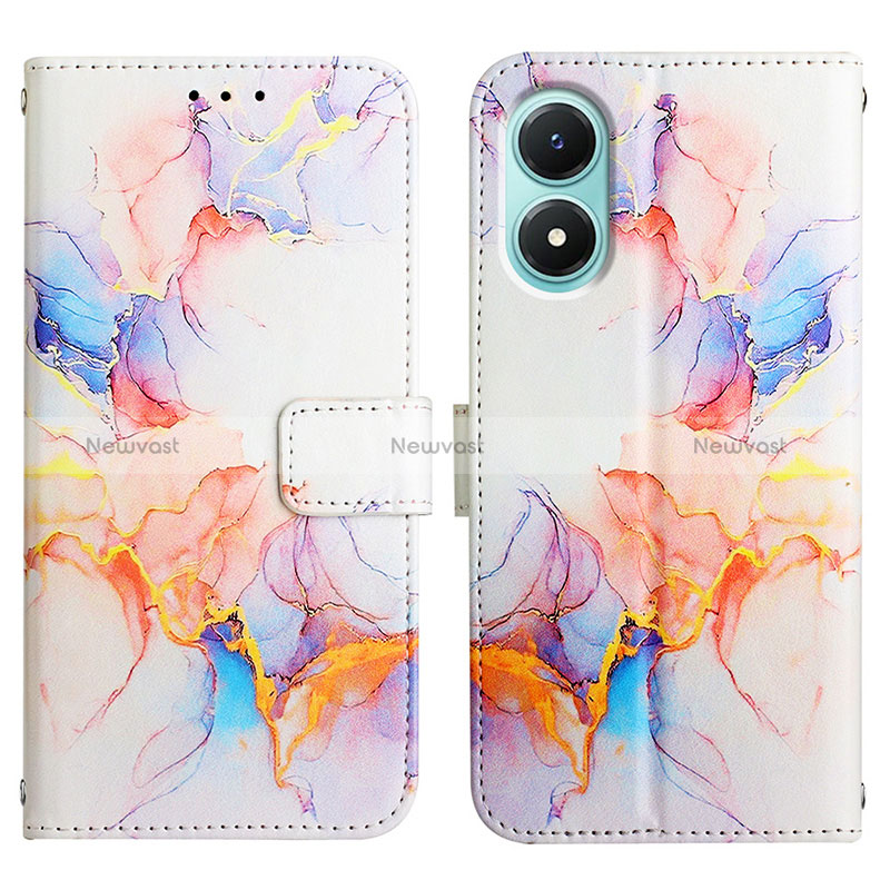 Leather Case Stands Fashionable Pattern Flip Cover Holder Y04B for Vivo Y02S