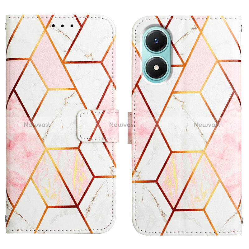 Leather Case Stands Fashionable Pattern Flip Cover Holder Y04B for Vivo Y02S