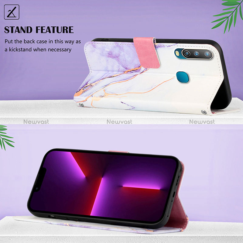 Leather Case Stands Fashionable Pattern Flip Cover Holder Y04B for Vivo Y11