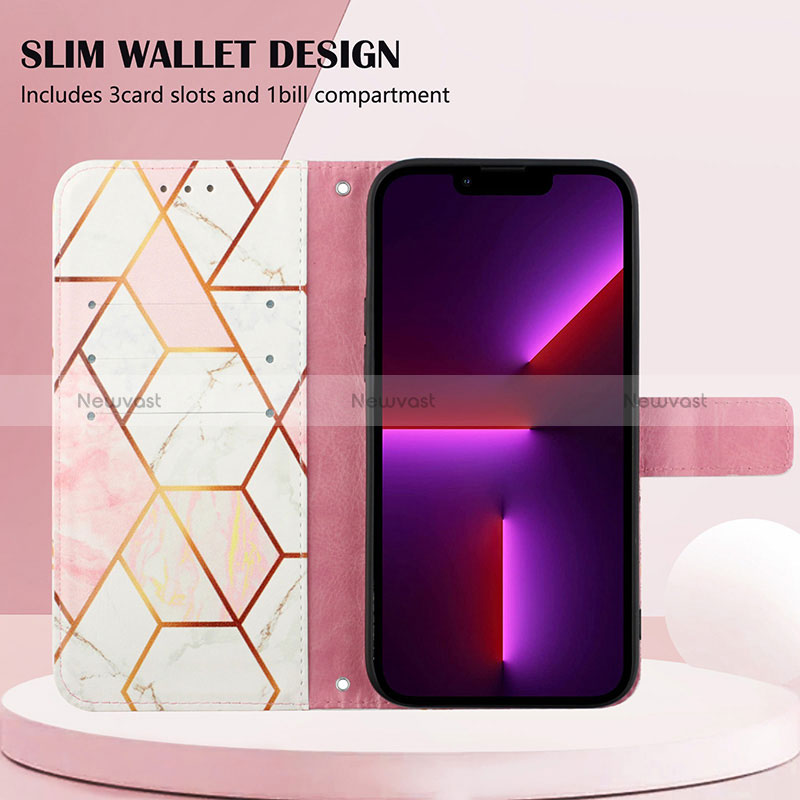 Leather Case Stands Fashionable Pattern Flip Cover Holder Y04B for Vivo Y70S 5G