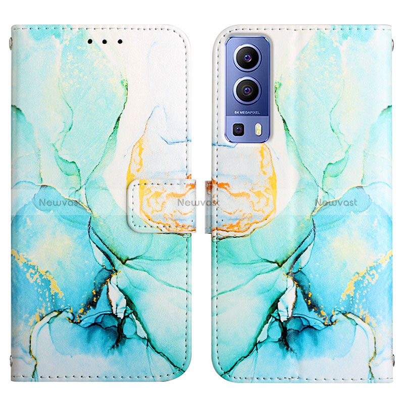 Leather Case Stands Fashionable Pattern Flip Cover Holder Y04B for Vivo Y72 5G