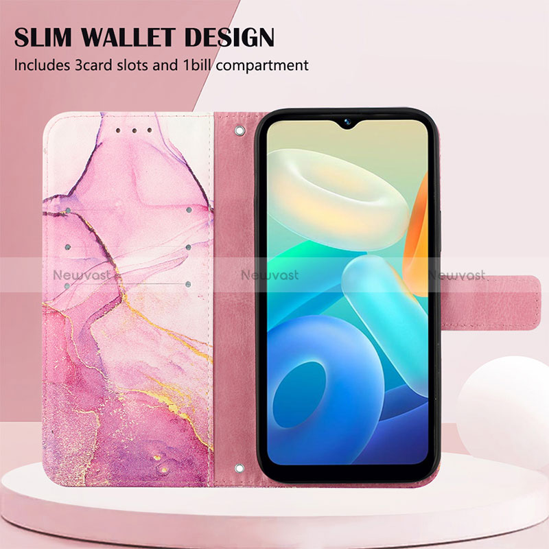 Leather Case Stands Fashionable Pattern Flip Cover Holder Y04B for Vivo Y77 5G