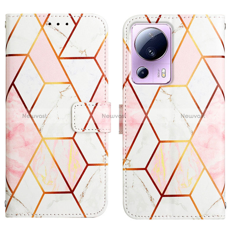 Leather Case Stands Fashionable Pattern Flip Cover Holder Y04B for Xiaomi Mi 13 Lite 5G White