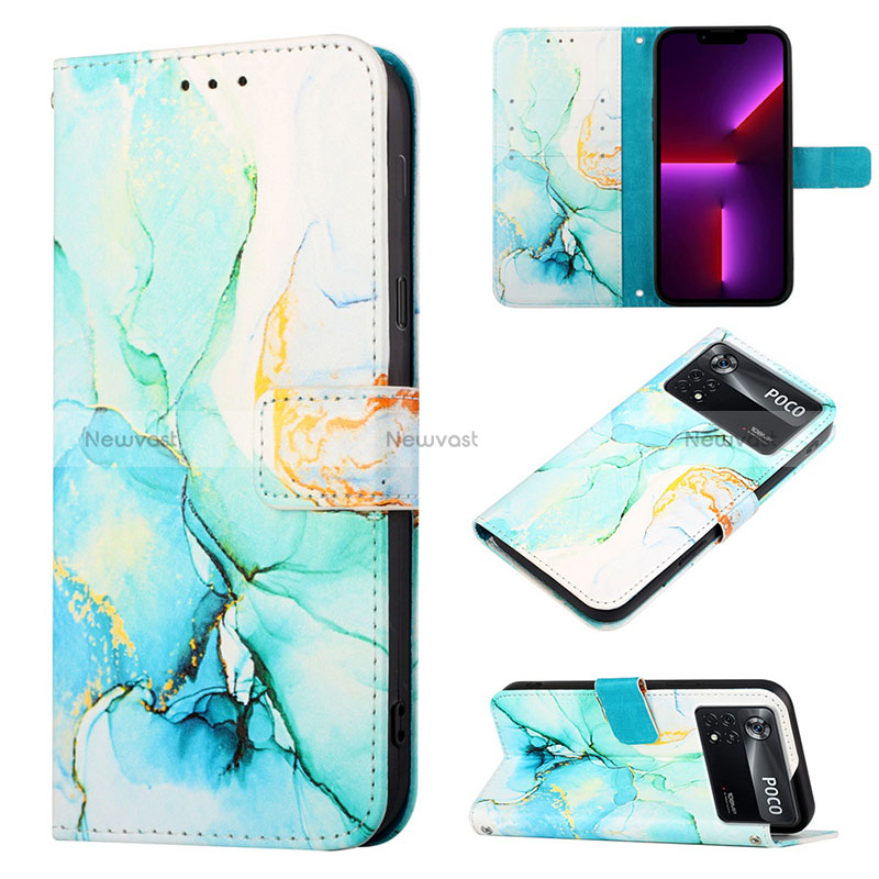 Leather Case Stands Fashionable Pattern Flip Cover Holder Y04B for Xiaomi Poco X4 Pro 5G