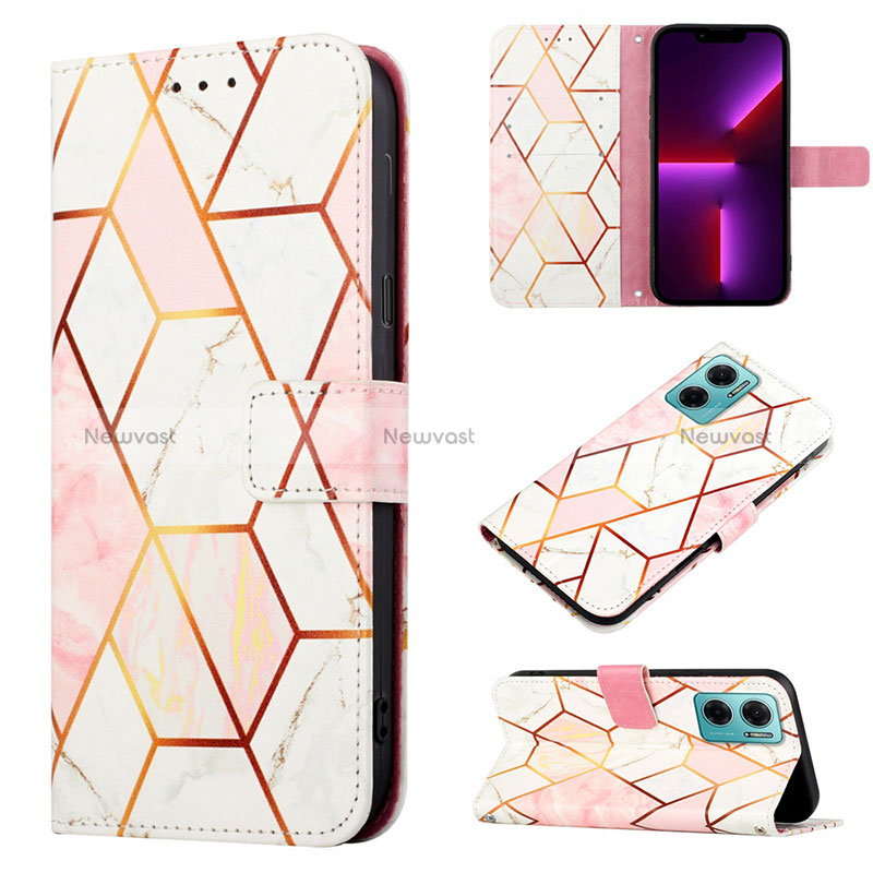 Leather Case Stands Fashionable Pattern Flip Cover Holder Y04B for Xiaomi Redmi 10 5G